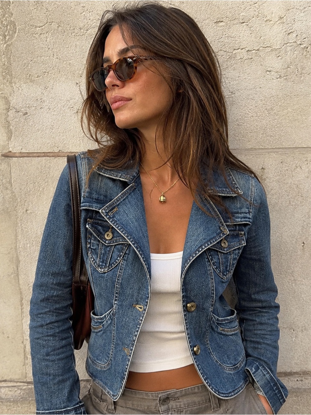 Vintage DKNY Y2K Fitted Denim Jacket Petite Small Classic Preppy Boho - Picture 2 of 11